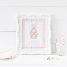 ピンクジンガーブレッドハウスパーティーポスターサインカスタマイズ ポスター