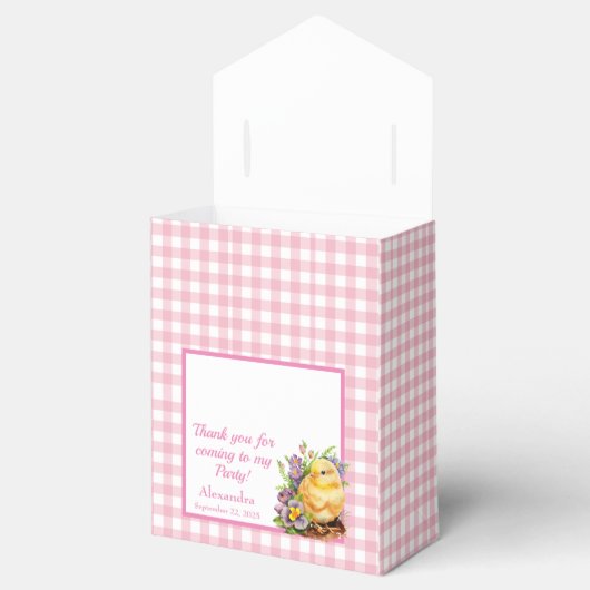 ピンクジンガ市松模様にム誕生日パーティー フェイバーボックス (オープン)