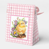 ピンクジンガ市松模様にム誕生日パーティー フェイバーボックス (裏面サイド)