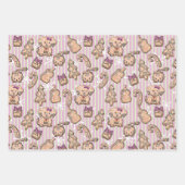 ピンクジンジャーブレッドクッキーキッテン&パップウィンターベビー ラッピングペーパーシート (正面3)