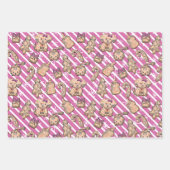 ピンクジンジャーブレッドクッキーキッテン&パップウィンターベビー ラッピングペーパーシート (正面)