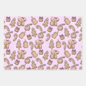 ピンクジンジャーブレッドクッキーキッテン&パップウィンターベビー ラッピングペーパーシート (正面3)