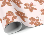 ピンクジンジャーブレッドクリスマスフェスティバルトレンディー ラッピングペーパー (ロールコーナー)