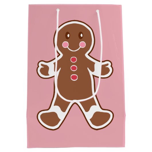 ピンクジンジャーブレッドクリスマス抱き枕 ミディアムペーパーバッグ (裏面)