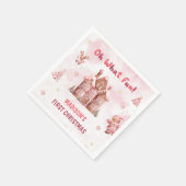 ピンクジンジャーブレッドハウスクリスマスファースト誕生日 スタンダードカクテルナプキン (角)