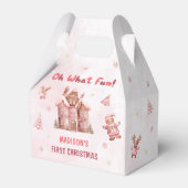 ピンクジンジャーブレッドハウスクリスマスファースト誕生日 フェイバーボックス (正面サイド)