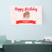 ピンクジンジャーブレッドハウスクリスマスファースト誕生日 横断幕 (トレードショー)