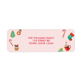 ピンクジンジャーブレッドハウスクリスマス差出人住所 ラベル