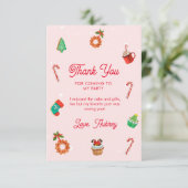 ピンクジンジャーブレッドハウスクリスマス誕生日 サンキューカード (スタンド正面)