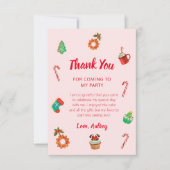 ピンクジンジャーブレッドハウスクリスマス誕生日 サンキューカード (正面)