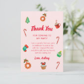 ピンクジンジャーブレッドハウスクリスマス誕生日 サンキューカード (スタンド正面)