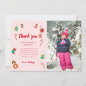 ピンクジンジャーブレッドハウスクリスマス誕生日 サンキューカード (正面)