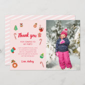 ピンクジンジャーブレッドハウスクリスマス誕生日 サンキューカード (正面/裏面)