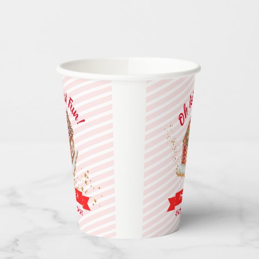 ピンクジンジャーブレッドハウスクリスマス誕生日 紙コップ (左)