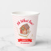 ピンクジンジャーブレッドハウスクリスマス誕生日 紙コップ (正面)