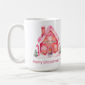 ピンクジンジャーブレッドハウスクリスマス コーヒーマグカップ (左)
