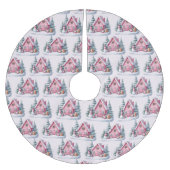 ピンクジンジャーブレッドハウスデコレーション ブラッシュドポリエステルツリースカート (正面)