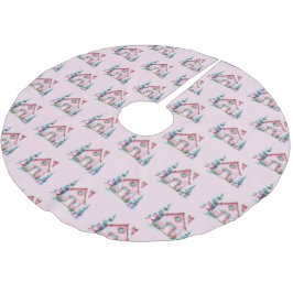 ピンクジンジャーブレッドハウスデコール ブラッシュドポリエステルツリースカート