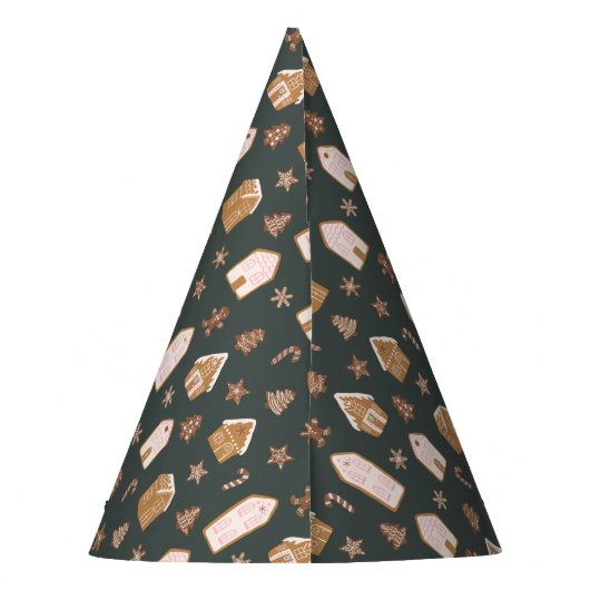 ピンクジンジャーブレッドハウスパターン誕生日 パーティーハット (裏面)