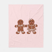 ピンクジンジャーブレッドボーイ&ガールブランケット フリースブランケット (正面)