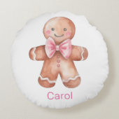 ピンクジンジャーブレッドマンクリスマス ラウンドクッション (裏面)