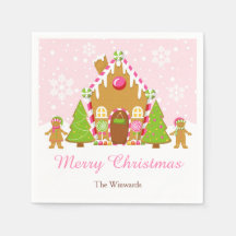 ピンクジンジャーブレッド飾ハウスのクリスマスパーティー