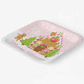 ピンクジンジャーブレッド飾ハウスのクリスマスパーティー ペーパープレート (傾斜あり)