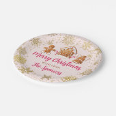 ピンクジンジャーブレッド飾ハウスのクリスマスパーティー ペーパープレート (アングル)