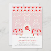 ピンクジンジャーブレッ飾ドハウスの誕生日パーティーI 招待状 (正面)