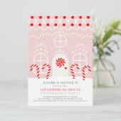 ピンクジンジャーブレッ飾ドハウスの誕生日パーティーI 招待状 (スタンド正面)