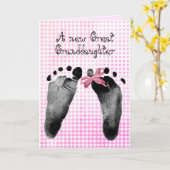 ピンクジ素晴らしンガムの新しい孫娘の足跡 カード (黄色い花)