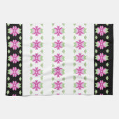 ピンクスと緑の花のキッチン キッチンタオル (横)