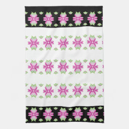 ピンクスと緑の花のキッチン キッチンタオル
