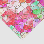 ピンクスと赤モザイクのステンドグラスのデコパージュ 薄葉紙 (詳細)