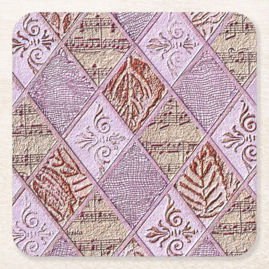 ピンクスのダイヤモンドデザイン スクエアペーパーコースター (正面)