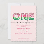 ピンクスイカガールファースト誕生日招待状 招待状 (正面)