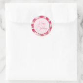 ピンクスイカストライプの誕生日 ラウンドシール (バッグ)