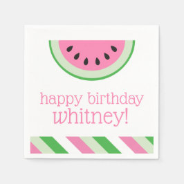ピンクスイカストライプパーティーパーソナライズされたナプキン スタンダードカクテルナプキン