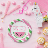 ピンクスイカストライプパーティーパーソナライズされたプレート ペーパープレート (パーティー)