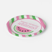ピンクスイカストライプパーティーパーソナライズされたプレート ペーパープレート (アングル)