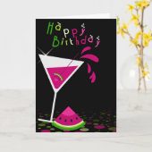 ピンクスイカマティーニカクテルグリーティングカード カード (黄色い花)