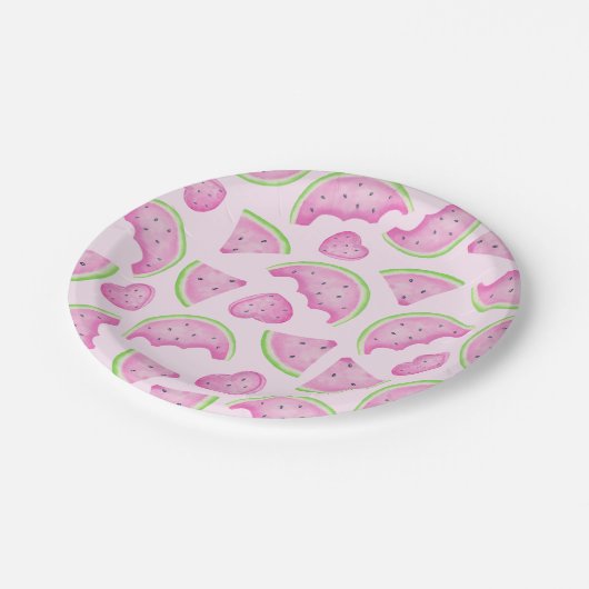 ピンクスイカ紙プレート – サマーフルーツ ペーパープレート (アングル)