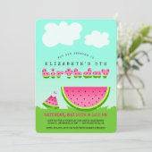 ピンクスイカ誕生日ピクニックパーティの招待状 招待状 (スタンド正面)