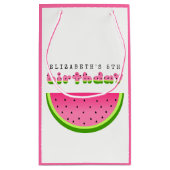 ピンクスイカ誕生日ピクニックパーティー スモールペーパーバッグ (裏面)