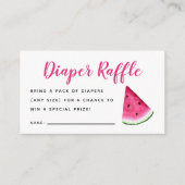 ピンクスイカ赤ちゃんシャワーおむつラッフルチケット エンクロージャーカード (正面)