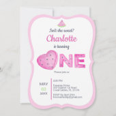 ピンクスイカ1歳の誕生日パーティの招待状 (正面)