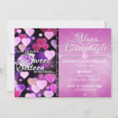 ピンクスイーツハート16th誕生日招待状 招待状 (正面)