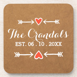 ピンクスイートアーツ&アローズ白いカントリーウェディング コースター