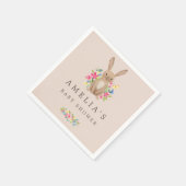 ピンクスイートウッドランドバニーベビーシャワーナプキン スタンダードカクテルナプキン (角)