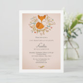 ピンクスイートウッドランドフォックス 1歳の誕生日招待状 招待状 (スタンド正面)